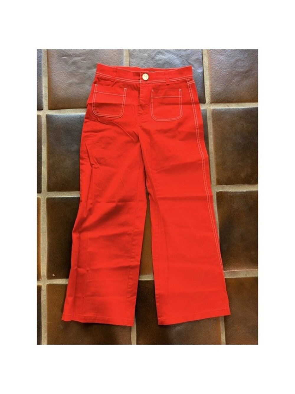 Zara TRF Wide-Leg Pants - Red - Size M